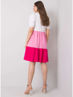 RUE PARIS Bielo-ružové bavlnené šaty