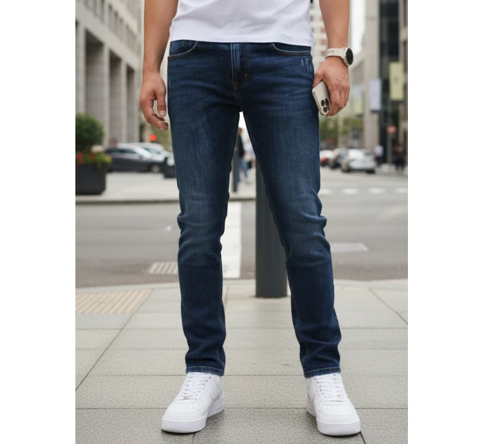 Pánske džínsy slim fit tmavomodré FashionStreet UX4479