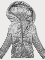 Dámska prešívaná krátka bunda sivá (B8185-9)