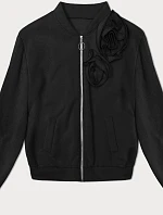 Pletená mikina s ružami čierna (16023)