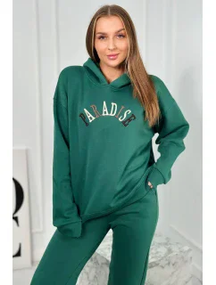 Bavlnená súprava s vyšívaným nápisom Paradise zelený