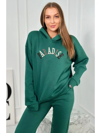 Bavlnená súprava s vyšívaným nápisom Paradise zelený