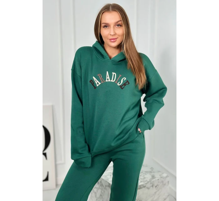 Bavlnená súprava s vyšívaným nápisom Paradise zelený