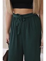 Široké nohavice v páse tmavozelené