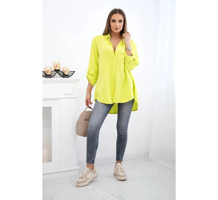 Bavlněná mušelínová košile kiwi