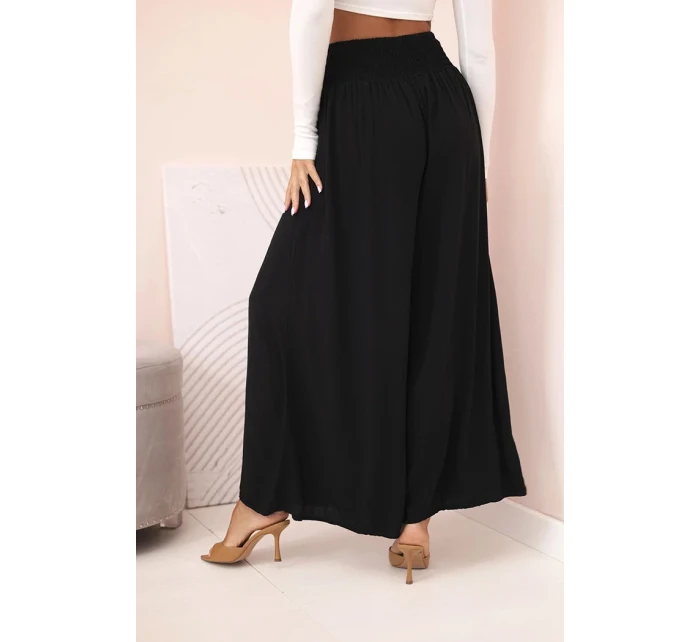Dámske viskózové nohavice s elastickým pásom čierne