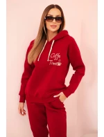 Dámska bavlnená súprava s potlačou, zateplená, bordová Dámska bavlnená súprava s potlačou, zateplená, bordová