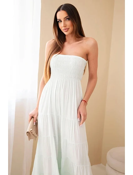 Dámske viskózové šaty s elastickým vrchným dielom mätovej farby