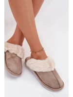 Dámské pantofle s kožíškem Khaki model 21772498 - Boto Dámské pantofle s kožíškem Khaki model 21772498 - Boto
