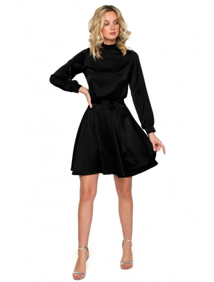K157 Rozšírené mini šaty - čierne