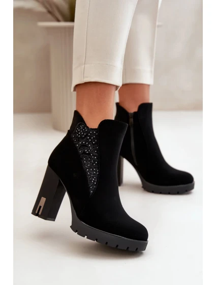 Topánky na podpätku NS329P čierne - Krok vo veľkom štýle