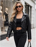 Dámska kožená bunda v štýle Ramones, čierna, FashionStreet TY6031