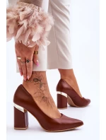 Skórzane Czółenka Lewski 3117 Brązowe