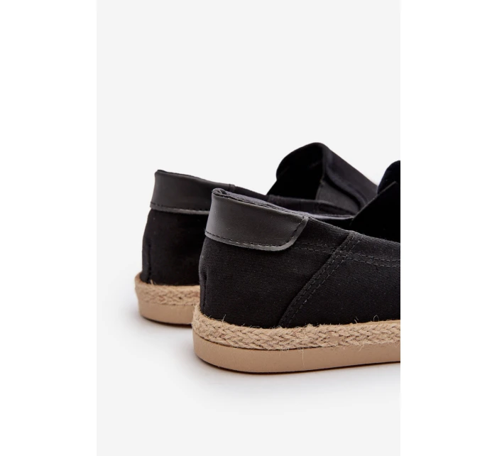 Męskie Tenisówki Espadryle Z Plecionką Czarne Fenen