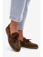 Półbuty Mokasyny Damskie Z Wiązaniem Ciemnozielone Calivra Półbuty Mokasyny Damskie Z Wiązaniem Ciemnozielone Calivra