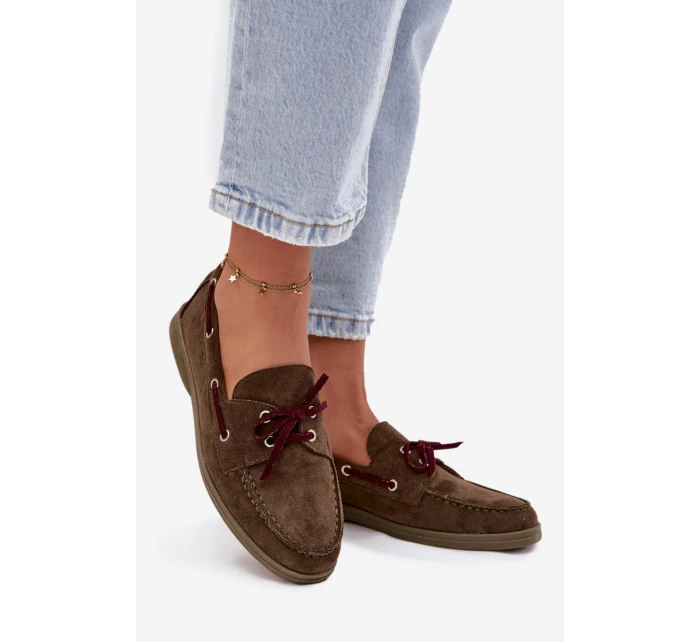 Półbuty Mokasyny Damskie Z Wiązaniem Ciemnozielone Calivra Półbuty Mokasyny Damskie Z Wiązaniem Ciemnozielone Calivra