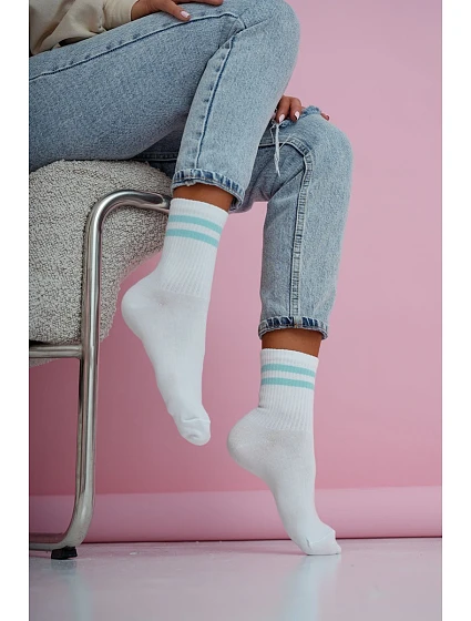 Dámské ponožky Tenké pruhy Bílomodré Dámské ponožky Tenké pruhy Bílomodré