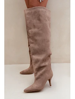 Dámske čižmy na podpätku Khaki Corly