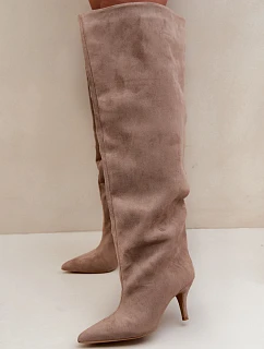 Dámske čižmy na podpätku Khaki Corly