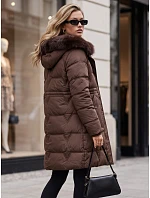 Dámska zimná prešívaná bunda s kapucňou, hnedá, FashionStreet TY5825