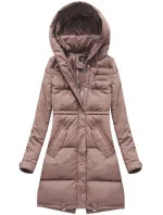 DŁUGA KURTKA DAMSKA ZIMOWA Z KAPTUREM RÓŻ model 21241722 - Libland