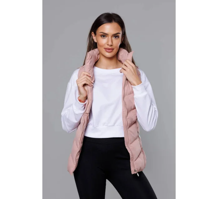 Ružová páperová dámska vesta (5M719-46)