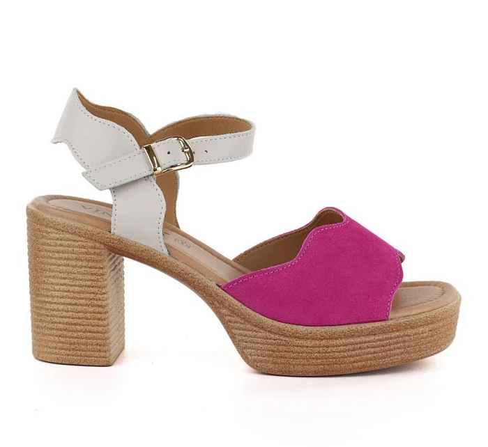 kožené sandály na podpatku model 22116357 - VINCEZA