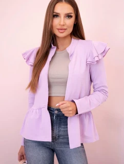 Dámský přehoz s volánky a stojáčkem fialka