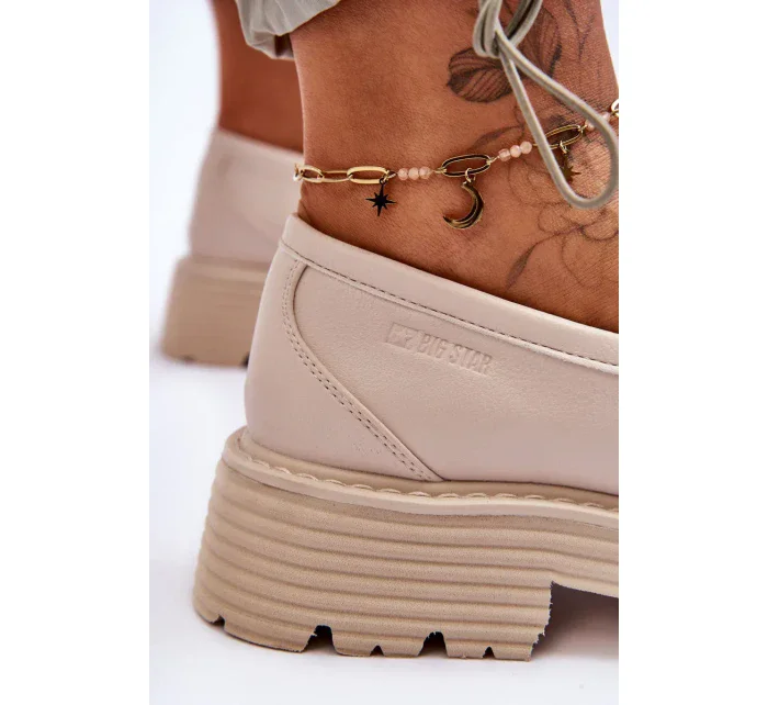 Kožené mokasínové boty Big Star Béžová Kožené mokasínové boty Big Star Béžová
