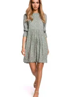 Dámske šaty M521 model 7 olivová s kvetmi - MOE