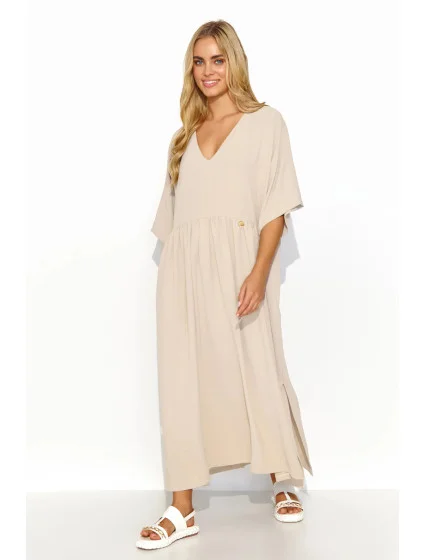 Denní šaty béžové model 20240545 - Makadamia Denní šaty béžové model 20240545 - Makadamia