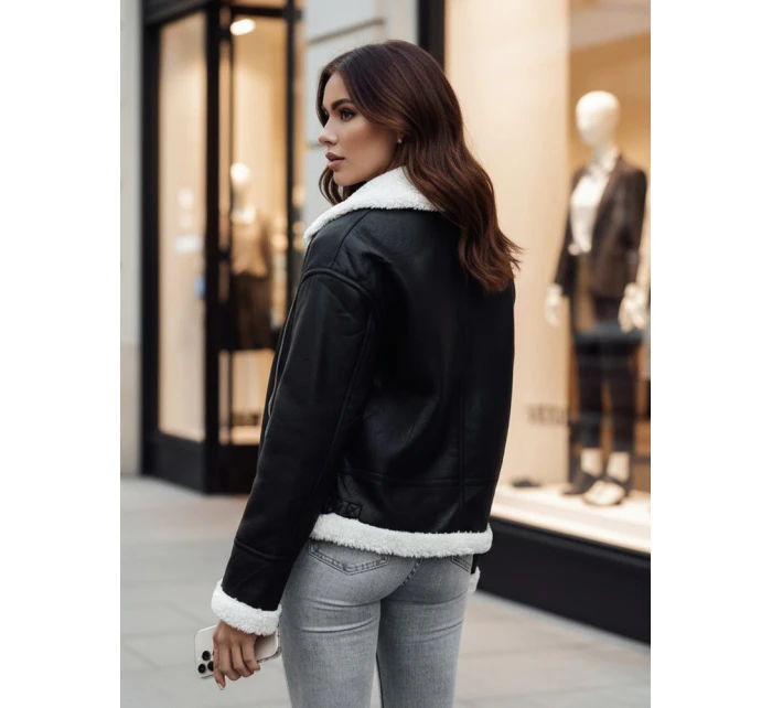 Dámská kožená bunda s ovčí kůží Dstreet černá model 21995440 - FashionStreet