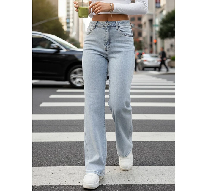Dámske džínsy so širokými nohavicami svetlomodré FashionStreet UY2952