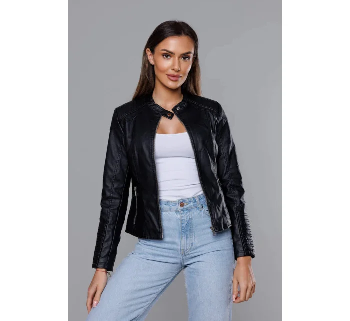 Černá dámská bunda ramoneska se stojáčkem model 18140997 - J.STYLE