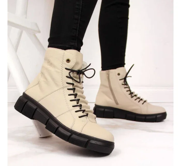 Rieker W X3428 béžové zateplené topánky