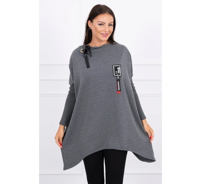 Oversize mikina s asymetrickými boky grafitová