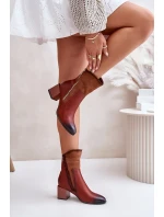 Zateplené dámske členkové topánky na podpätku Brown Relabina Zateplené dámske členkové topánky na podpätku Brown Relabina