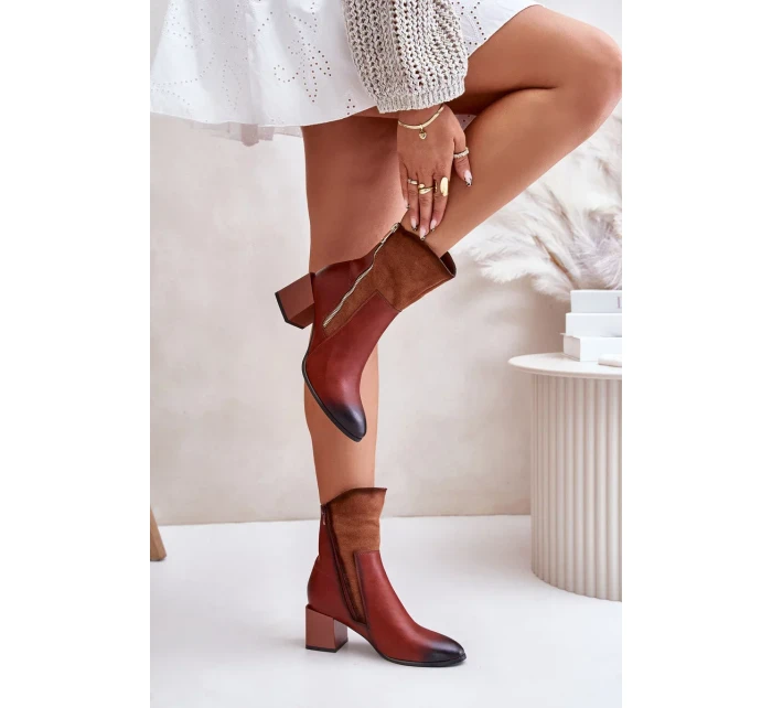 Zateplené dámske členkové topánky na podpätku Brown Relabina Zateplené dámske členkové topánky na podpätku Brown Relabina