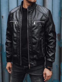 Pánska kožená bunda čierna FashionStreet TX4739
