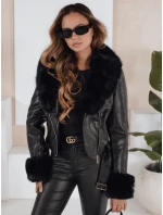 Dámská kožená bunda s kožešinou černá Dstreet model 21991892 - FashionStreet