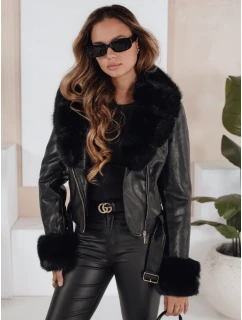 Dámská kožená bunda s kožešinou černá Dstreet model 21991892 - FashionStreet
