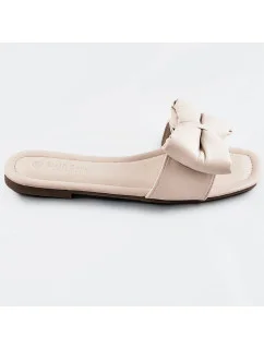 Béžové dámské pantofle s mašlí model 17360278