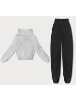 Dámska tepláková súprava s vafľami svetlo sivá (AMG-339A)