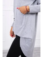 Mikina s kapucí s dlouhými zády šedá