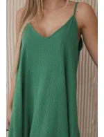Mušelínové šaty bez ramienok zelené