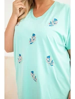 Dámská bavlněná halenka Plus Size s model 22185719 mátová - K-Fashion Dámská bavlněná halenka Plus Size s model 22185719 mátová - K-Fashion