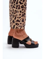 Zazoo 40419 Skórzane Klapki Damskie Z Wycięciami I Ozdobą Czarne Zazoo 40419 Skórzane Klapki Damskie Z Wycięciami I Ozdobą Czarne