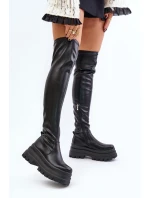 Kozaki Za Kolano Na Masywnej Platformie Czarne Zinera