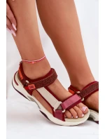 Dámské sandály na suchý zip model 21694713 bordové - D.Franklin