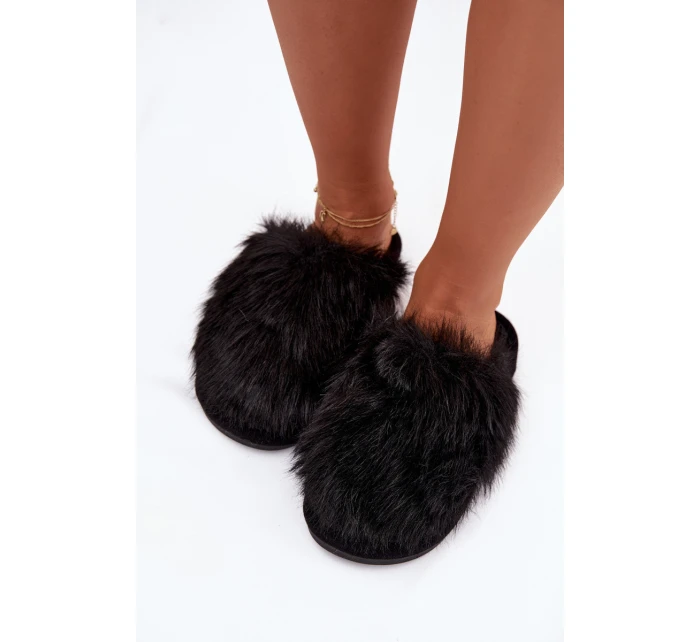Kožešinové dámské pantofle černé Katrisse